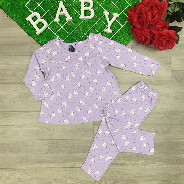 Purple unicorns knit cotton girls pajamas