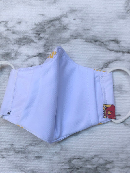 Minions print woven cotton masks 4 ply with pocket for kids 5-10 years old