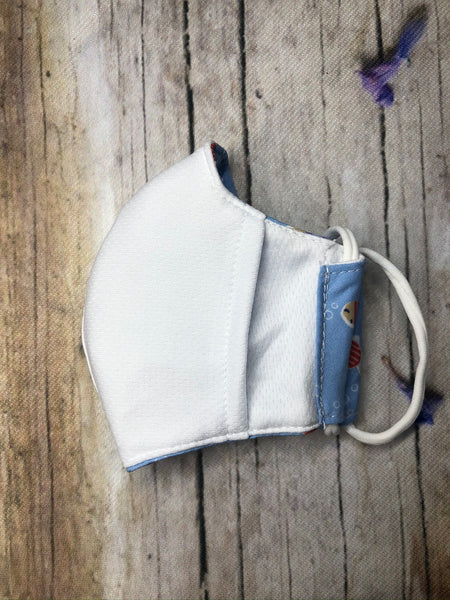 Blue Octopus and fish face mask for boy 3-5 years old with pocket