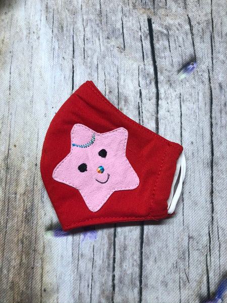 Solid color star, heart and hippo applique face mask for kids 2-5 years old