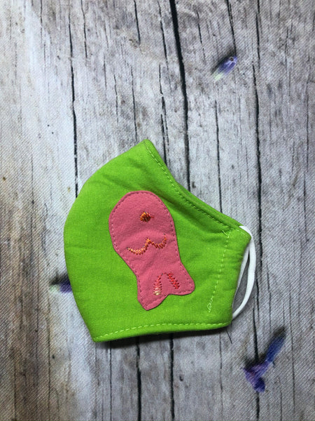 Solid color star, heart and hippo applique face mask for kids 2-5 years old