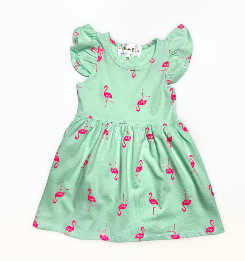 Flamingo knit cotton dress Honey Bee Smocked Boutique Flamingo knit cotton dress Honey Bee Smocked Boutique