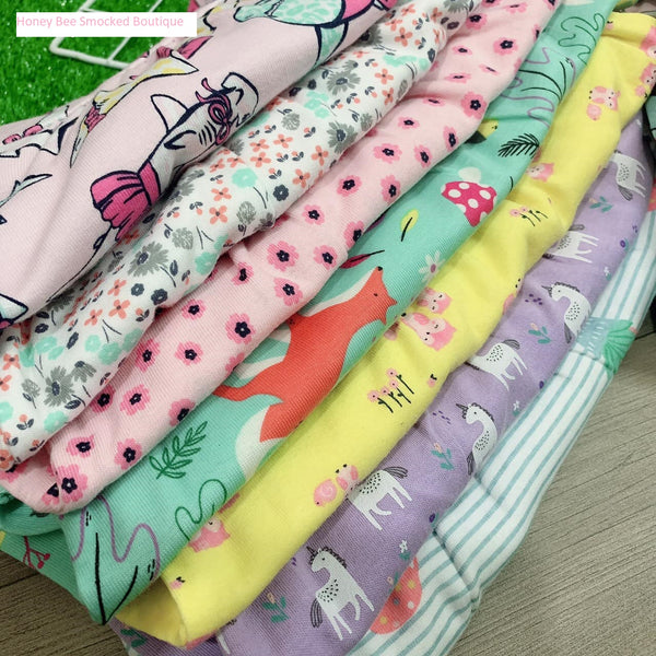 Blue stripes cactus knit cotton girls pajamas