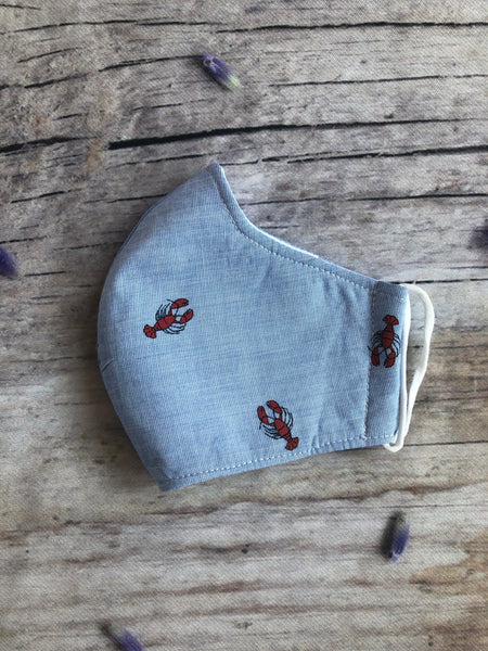 Crawfish cotton mask with pocket for kids
