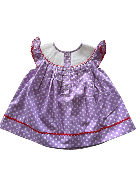 I Love Dad purple smocked dress