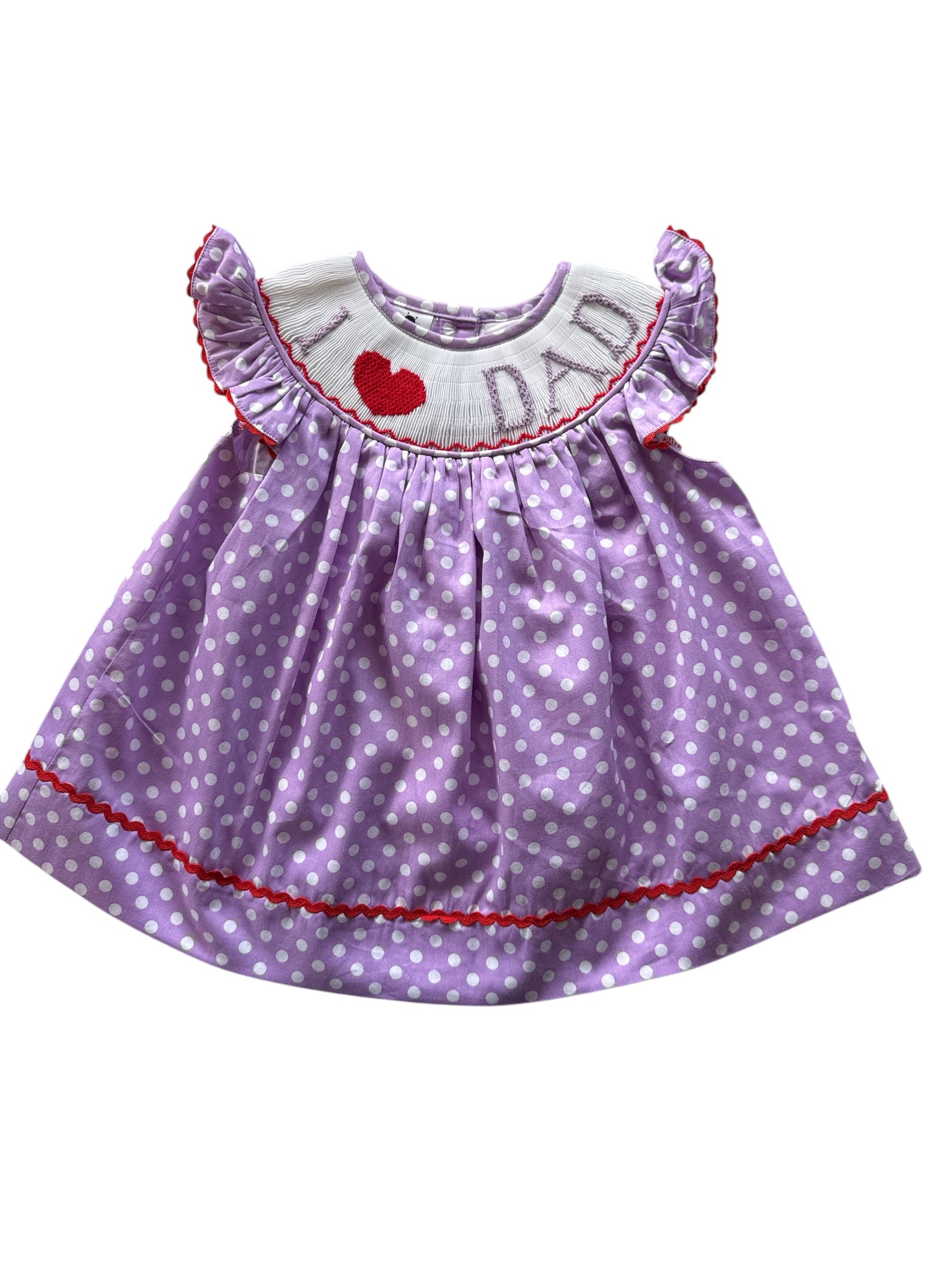 I Love Dad purple smocked dress