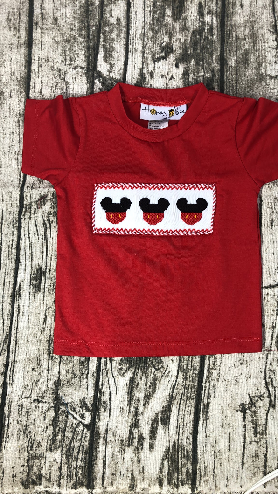 Mickey Mouse ears smocked T-shirt