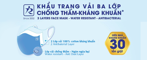 Knit cotton anti bacteria face masks 3 ply, khẩu trang ba lớp kháng khuẩn kháng nước giá sỉ