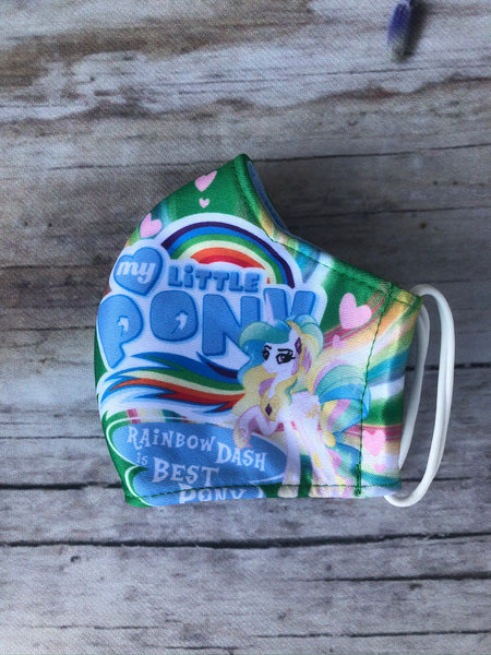Little Pony Rainbow Dash face masks for girls 4-8 years old