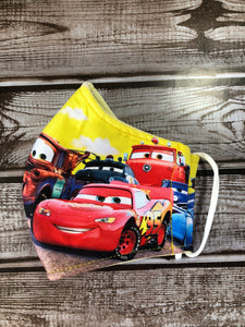 Cars 3 theme face masks for boys and girls 6-13 years old