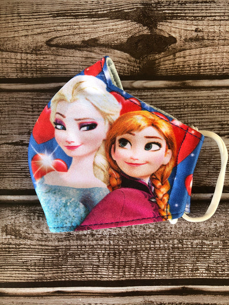 Frozen sisters face mask with hearts for girls 5-10 years old