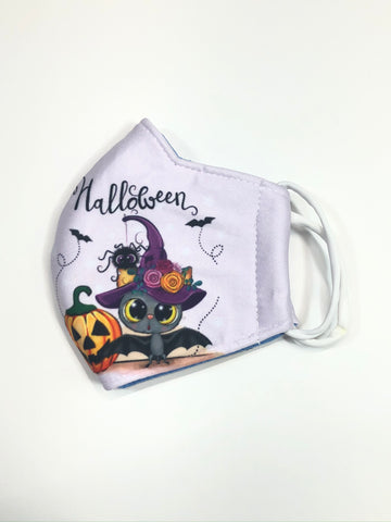 Black bat in witch hat face mask for girl  5-10 years old