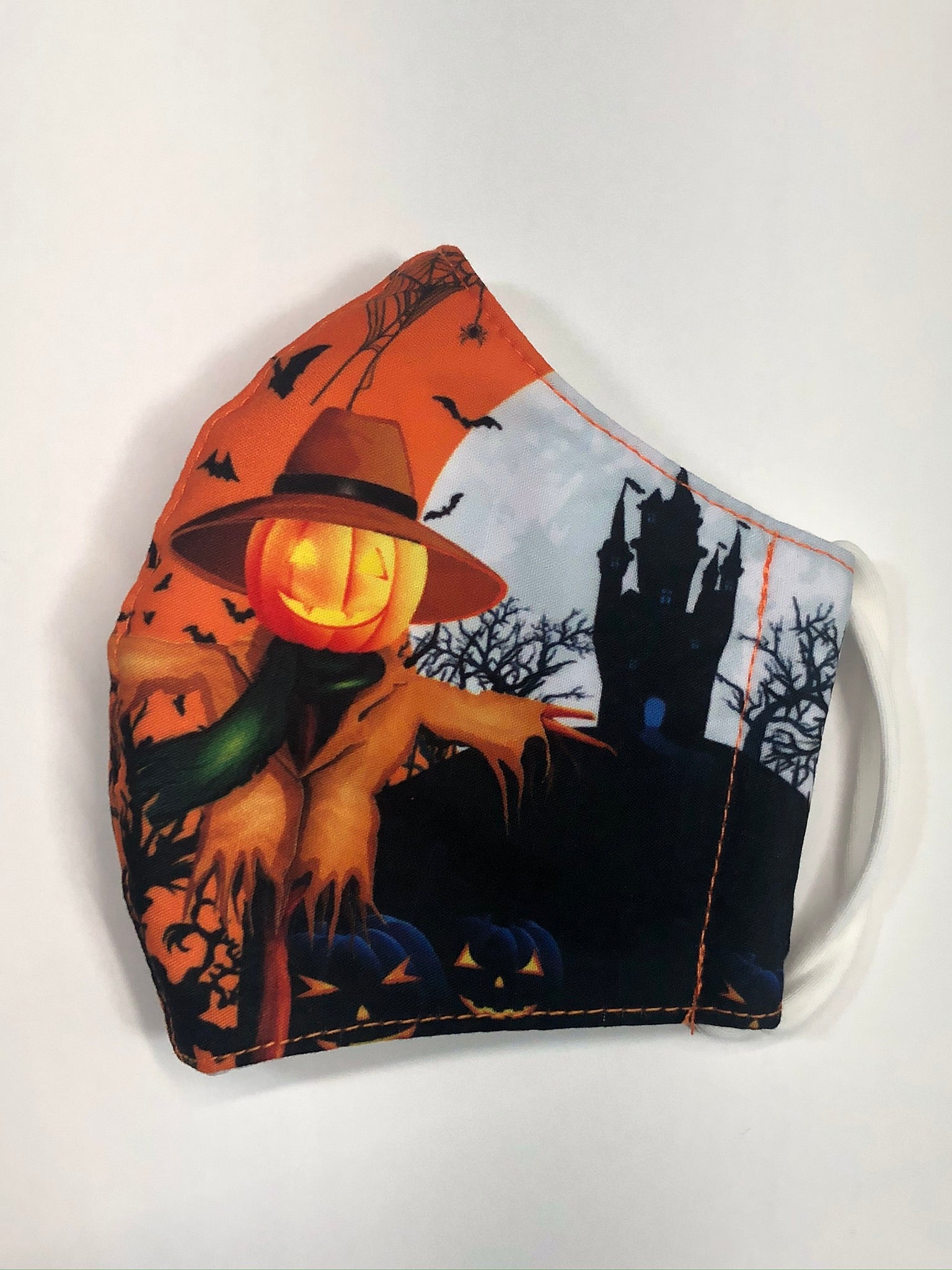 Halloween pumpkin with castle face mask for teen & small adult