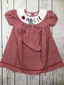 Red gingham ABC bishop dress