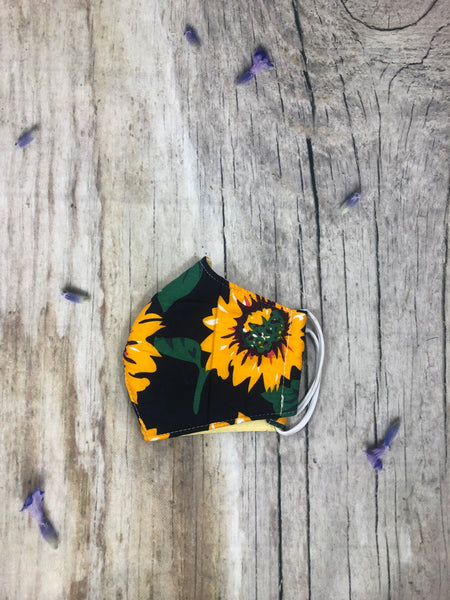 Sunflower print cotton masks for women 4 ply with pocket