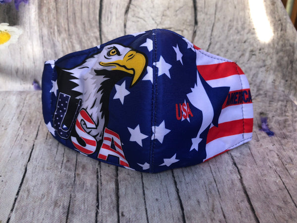 USA Eagle stars American flag mask for adult