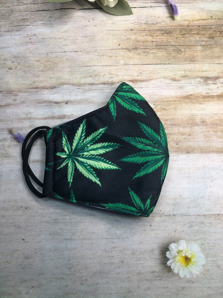 Hemp leaves cotton mask for adult 4 ply