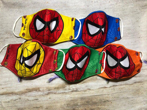 Spider man cotton face masks for boy 3-6 years old