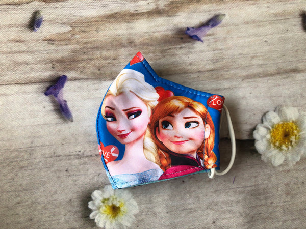 Assorted color of Elsa and Anna with love face mask for girls 5 -10 years old