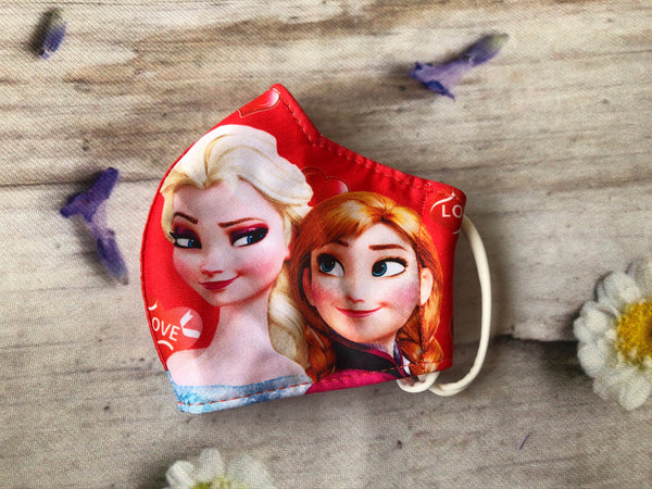 Assorted color of Elsa and Anna with love face mask for girls 5 -10 years old