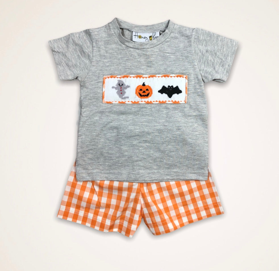 Halloween T-shirt and orange shorts set