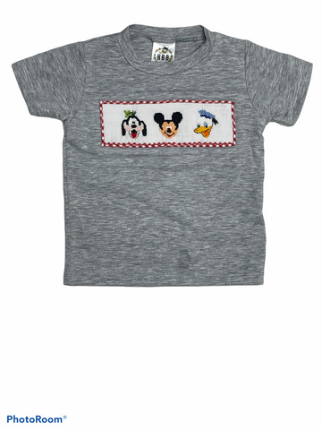 Mickey and friends smocked gray T-shirt