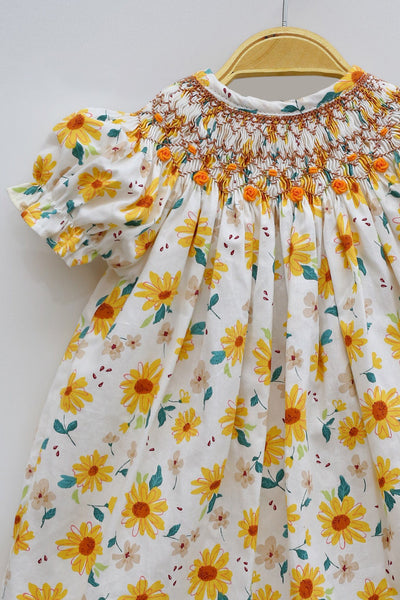 Sunflowers smocked dress