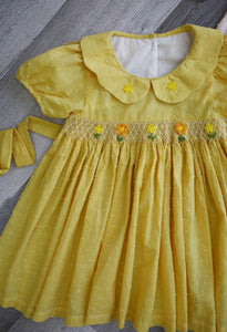 Mustard yellow smocked dress