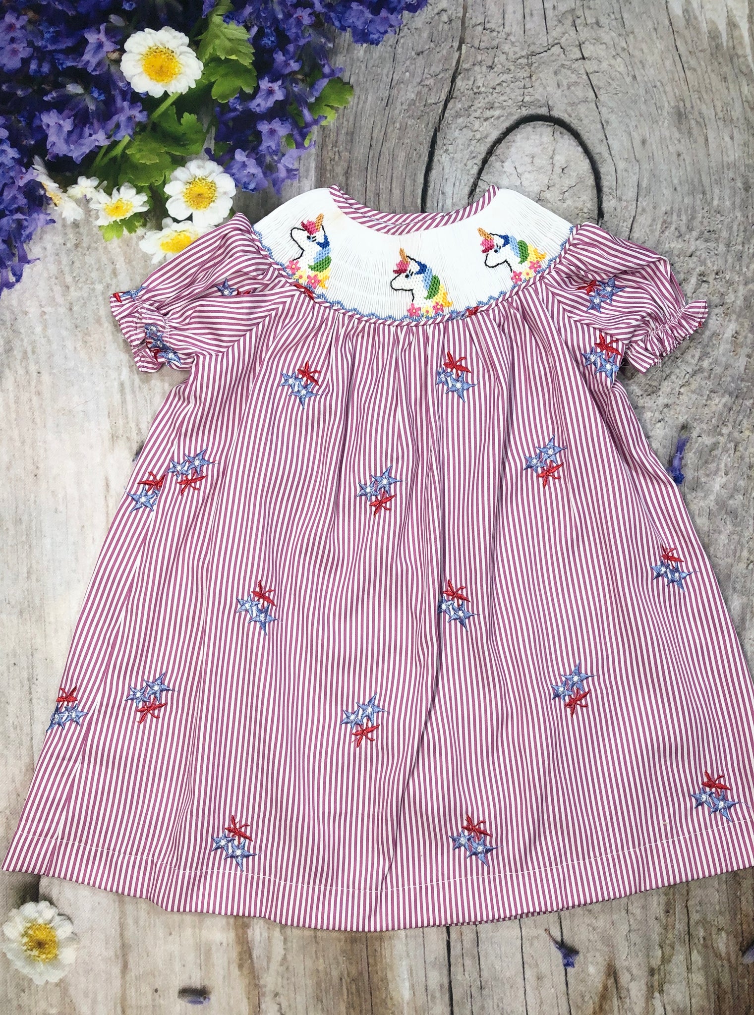 Unicorn and stardust smocked dress