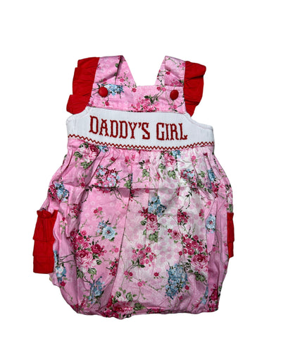 Daddy's girl flower smocked bubble