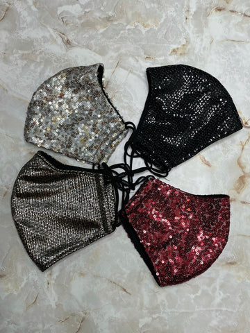 Assorted color of sequin and blink masks with adjustable ear loop