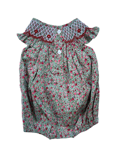 Floral with red rose smocked detail bubble