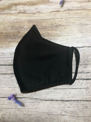 Solid black cotton masks for men and women 4 ply