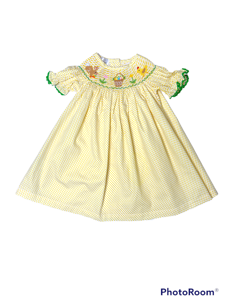 Yellow smocked 2025 easter dress